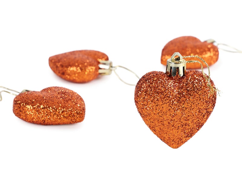 Christmas ConceptsÂ® 8 x 60mm Copper Glitter Heart Shaped Christmas Tree Ornaments - Image 5